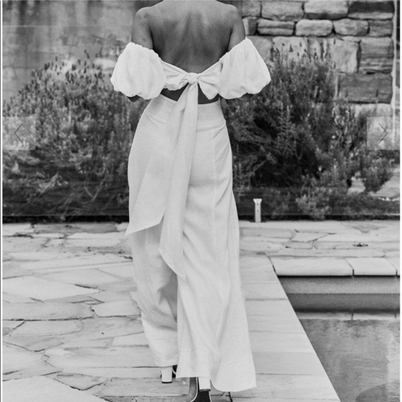 Dissh White Aisle Linen Wide Leg Pants - Picture 2 of 7